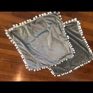 Grey Pom Pom trim pillow covers